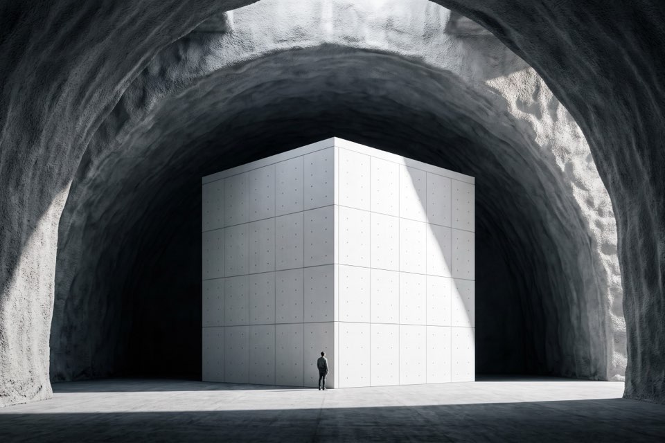 Archive floors standing free inside cavern two